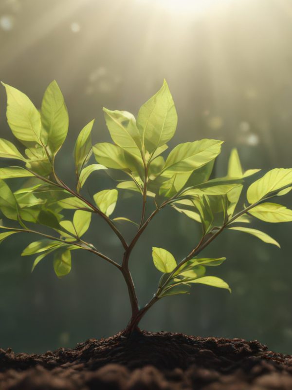 Tiny sapling reaches for sunlight, delicate leaves unfurl ,  sky,  growth,  sunlight